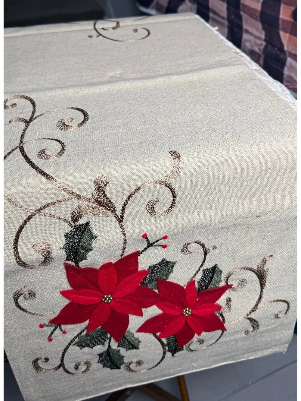 St. Nicholas Square Poinsettia Table Runner 13 x 72 inches Holiday Decor